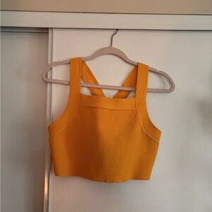 Women's Mustard Yellow Ribbed Crop Top